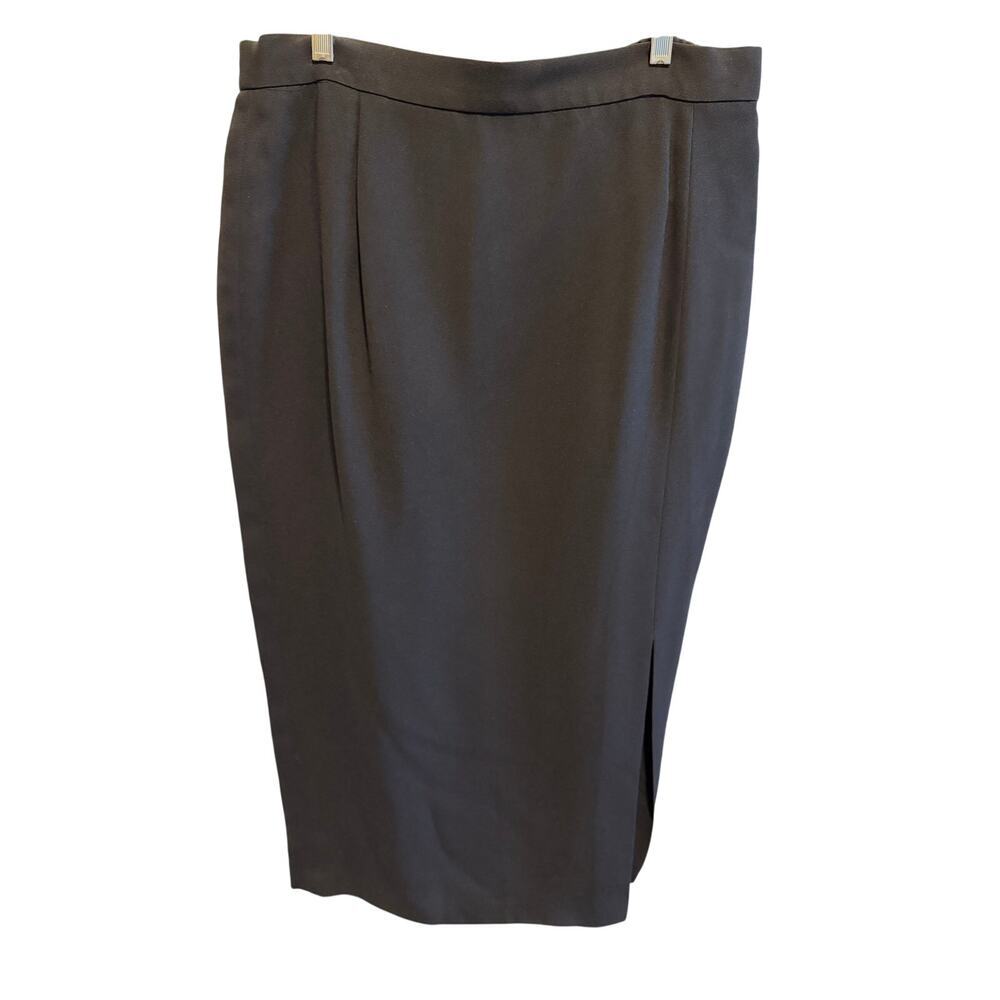 Preston & York Black Pencil Skirt Long Side Slit Lined Plus Size 18W